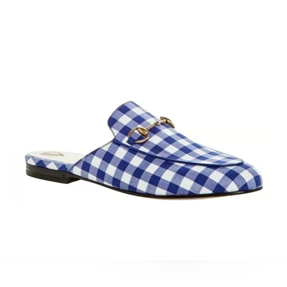COPY - Gucci Malaga Kid Princetown Vichy Gingham Slip on/Loafer/Mule, size 37 - Picture 2 of 12